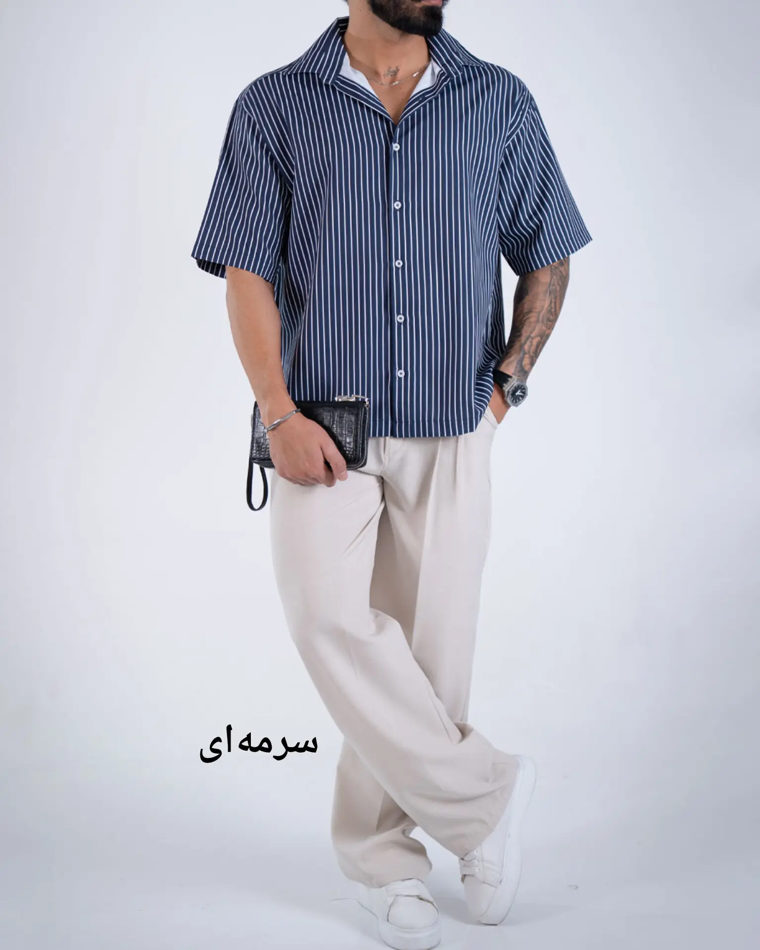 پیراهن راه راه مانا-کد5177